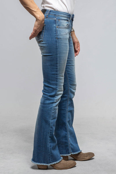 Axel's Black Label Denim Jordan Fringe Flare Jean In Yuma Blue