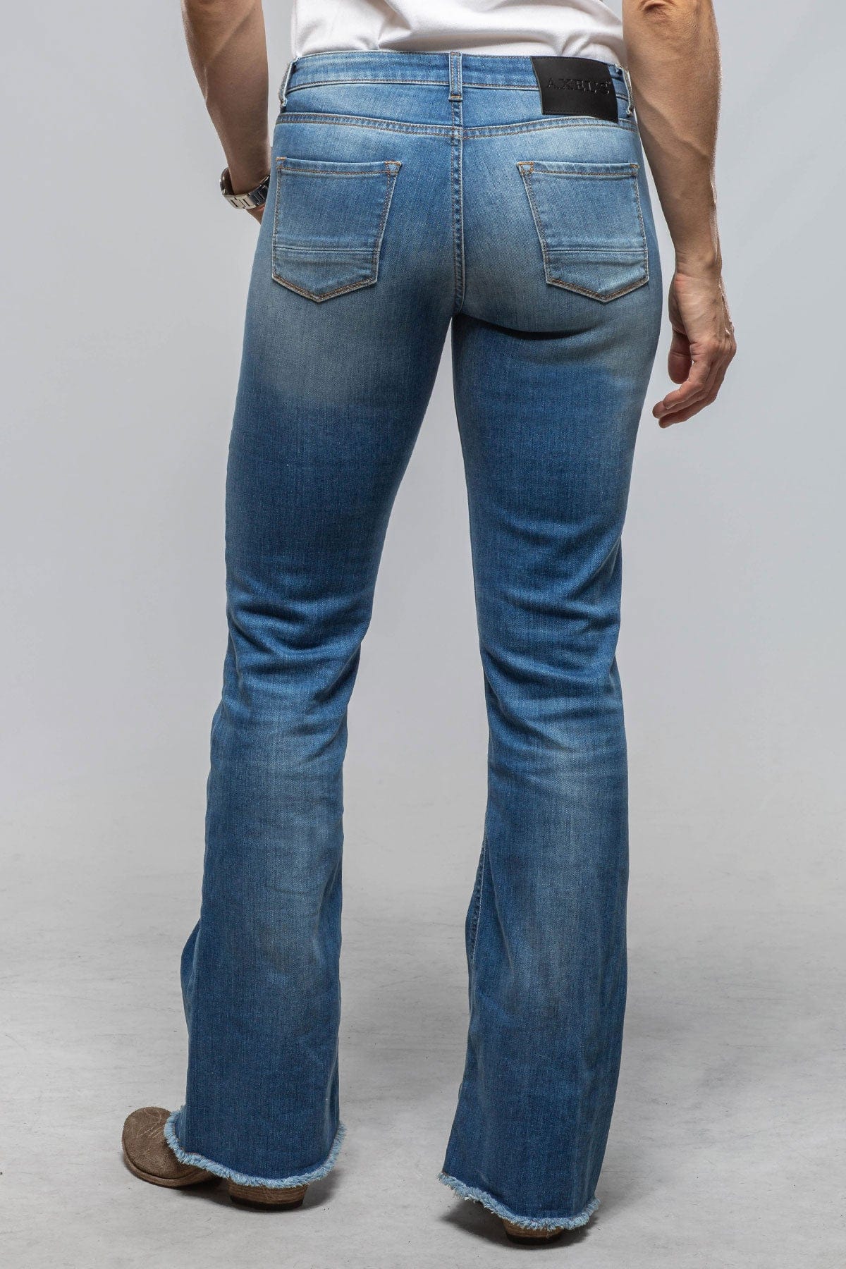 Axel's Black Label Denim Jordan Fringe Flare Jean In Yuma Blue