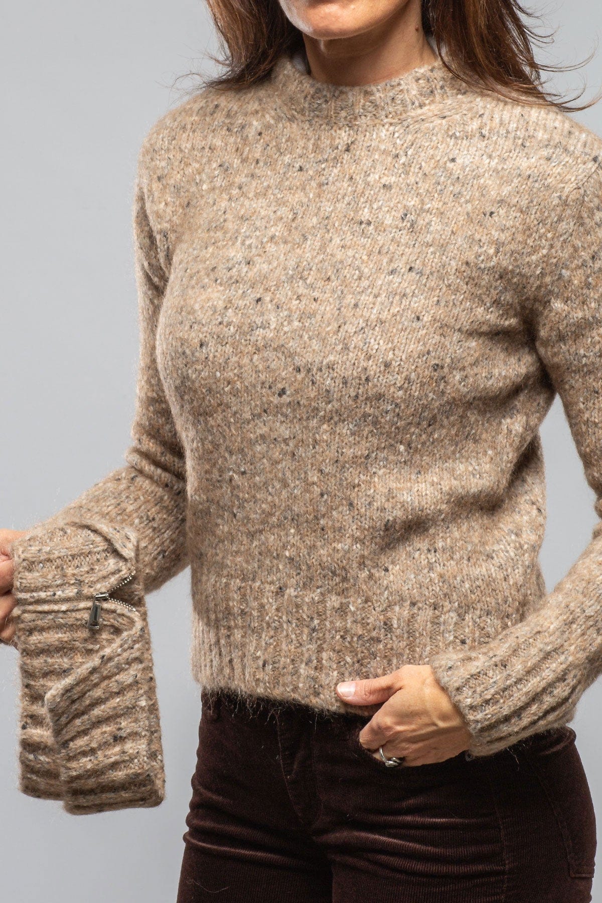 Axel's Country Collection Galway Donegal Knit Sweater In Visone Ladies - Sweaters