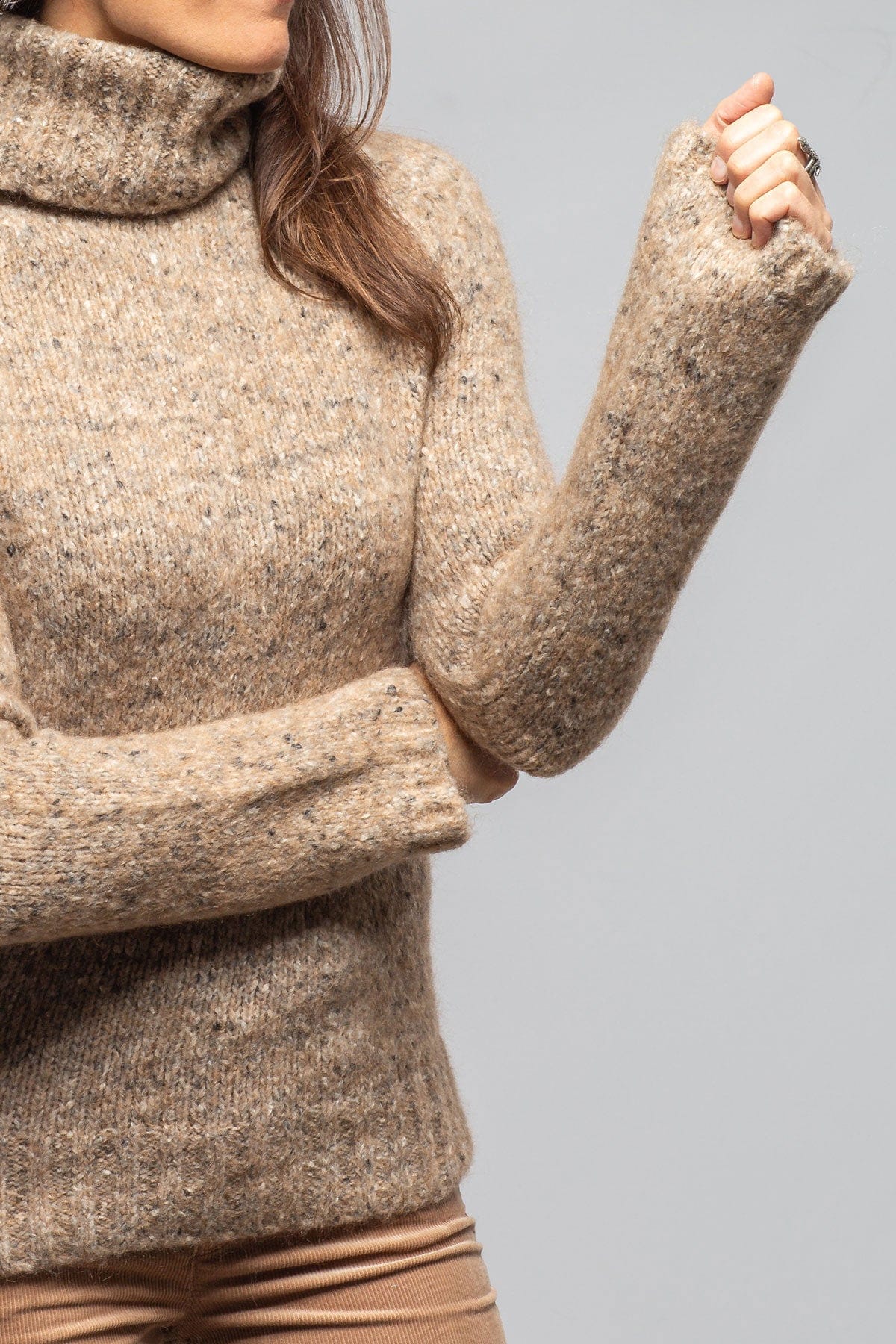 Axel's Country Collection Kildare Turtleneck Sweater In Visone Ladies - Sweaters