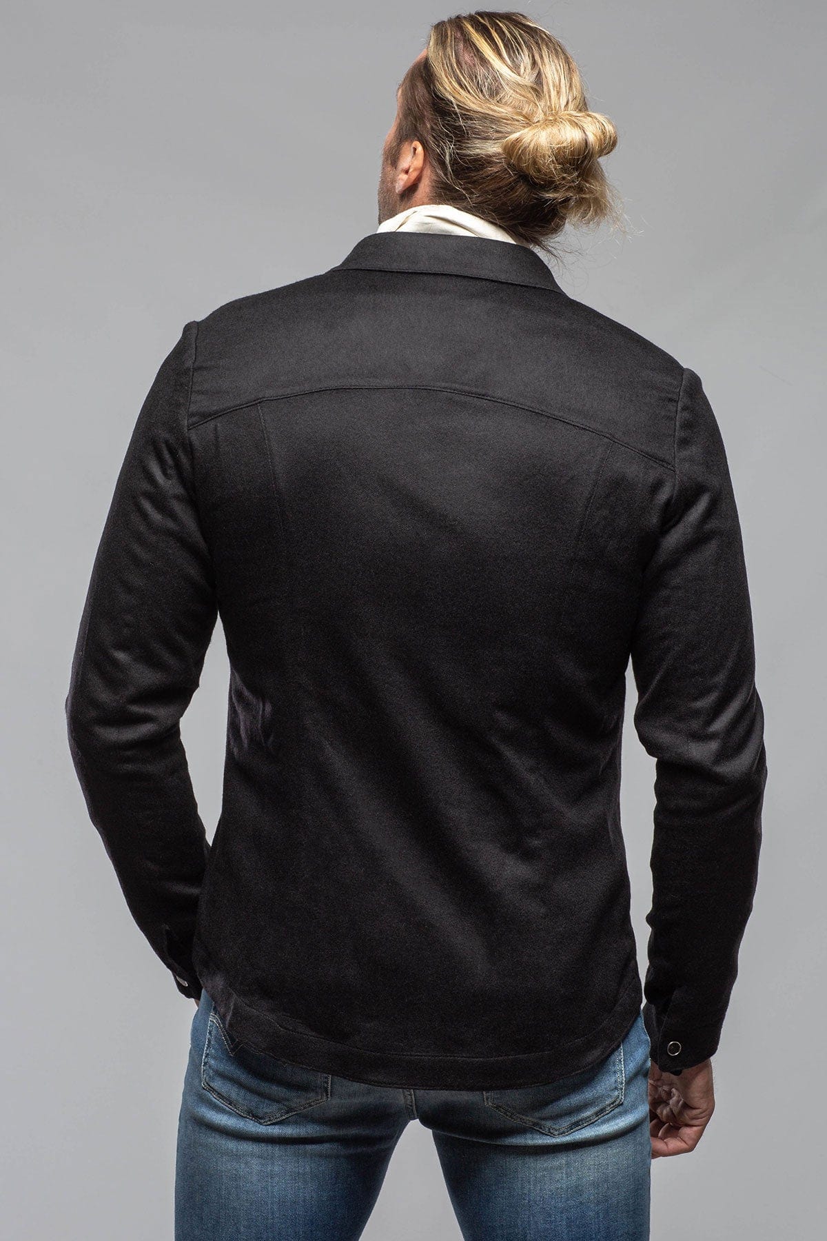 Ashford Lux Cashmere Silk Snap Shirt In Black - AXEL'S