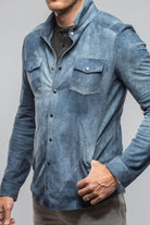 Bello Suede Shirt In Washed Blue - AXEL'S