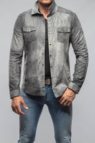 Axel's Florence Collection Bello Distressed Suede Shirt In Grey Mens - Outerwear - Leather