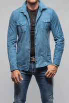Axel's Florence Collection Bello Suede Shirt In Denim Mens - Outerwear - Leather