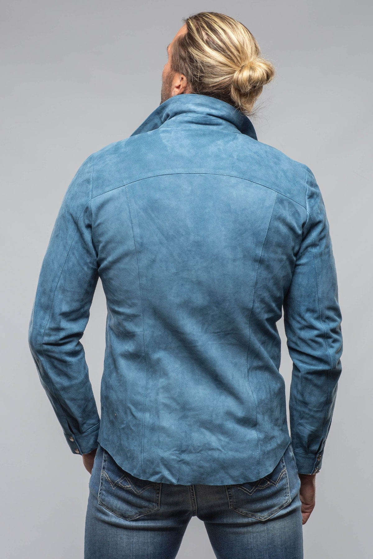 Axel's Florence Collection Bello Suede Shirt In Denim Mens - Outerwear - Leather