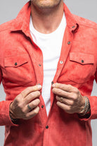 Bello Suede Shirt In Rosso - AXEL'S