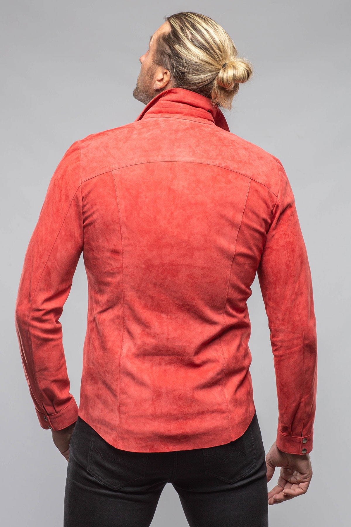 Axel's Florence Collection Bello Suede Shirt In Rosso Mens - Outerwear - Leather