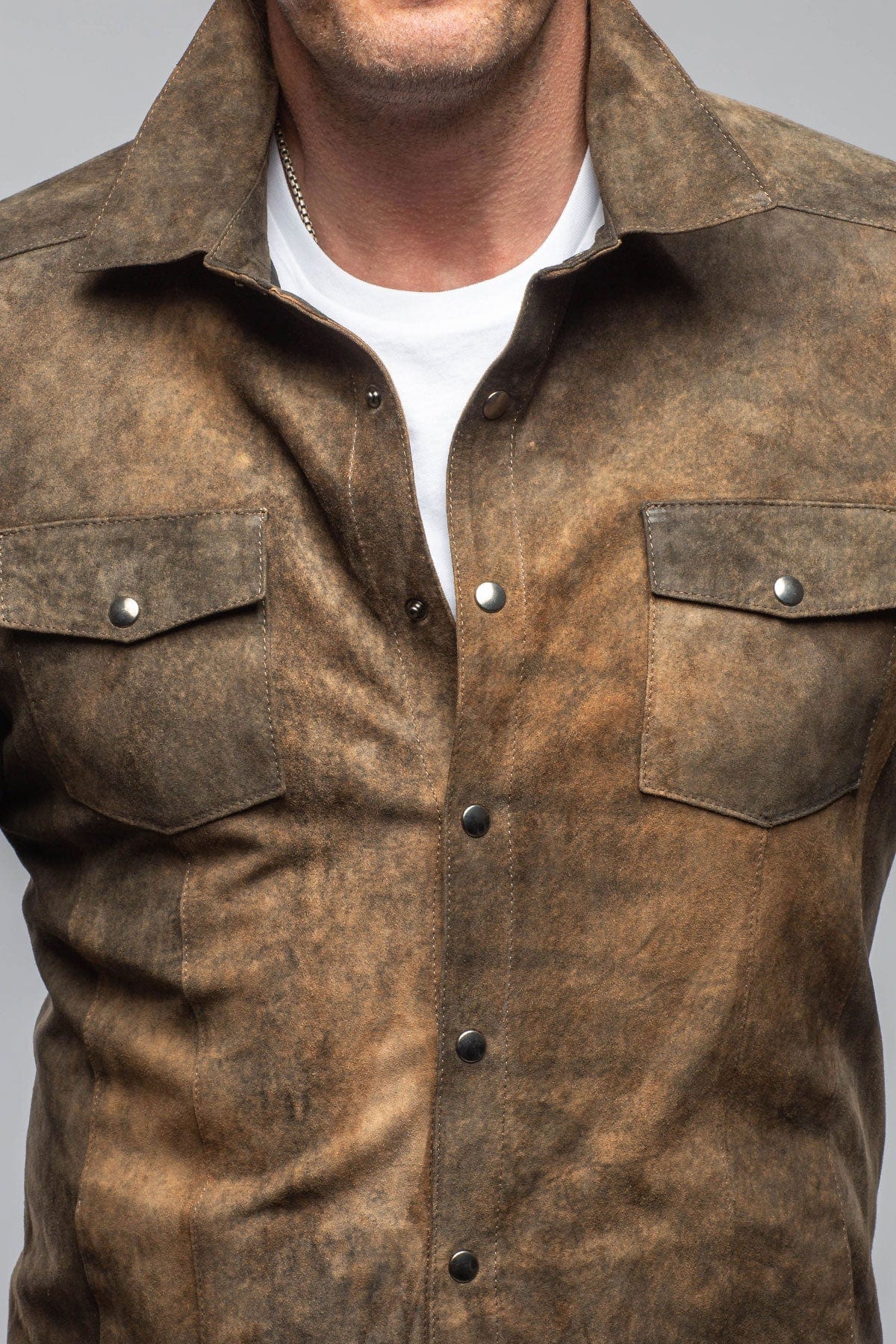 Axel's Florence Collection Bello Suede Shirt In Washed Rust