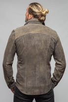 Axel's Florence Collection Bello Suede Shirt In Washed Steel Mens - Outerwear - Leather