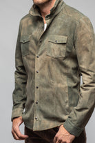 Axel's Florence Collection Bello Suede Shirt In Washed Verde Mens - Outerwear - Leather