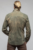 Axel's Florence Collection Bello Suede Shirt In Washed Verde Mens - Outerwear - Leather