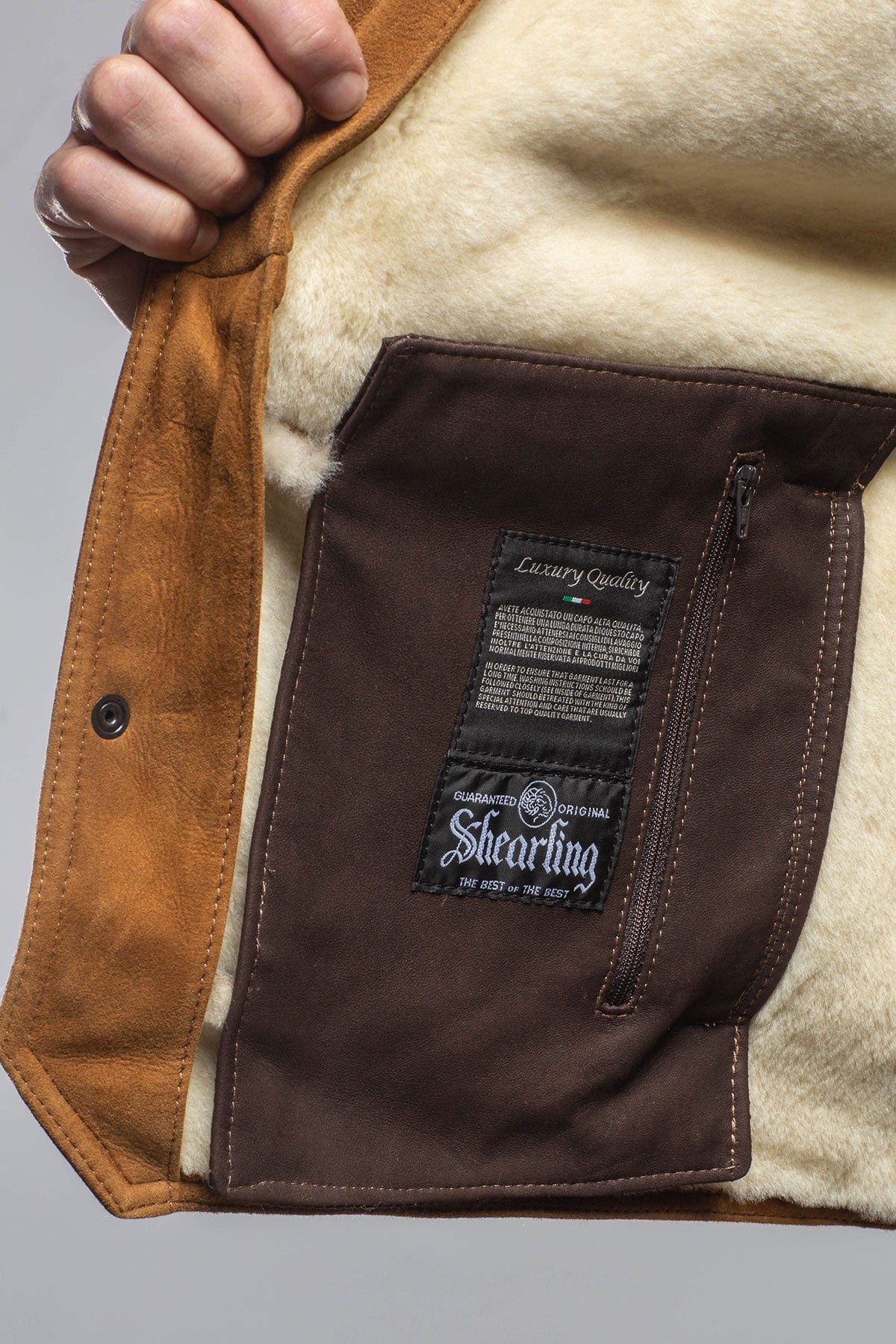 Axel's Florence Collection CK Shearling Vest With Contrast In Tobacco Mens - Outerwear - Shearling