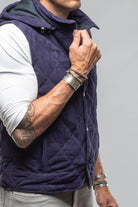 Diamond Hooded Vest In Navy - AXEL'S