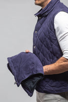Diamond Hooded Vest In Navy - AXEL'S