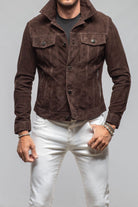 Ethan Sueded Jean Jacket In Chocolate Brown - AXEL'S