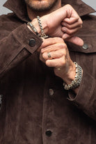 Ethan Sueded Jean Jacket In Chocolate Brown - AXEL'S
