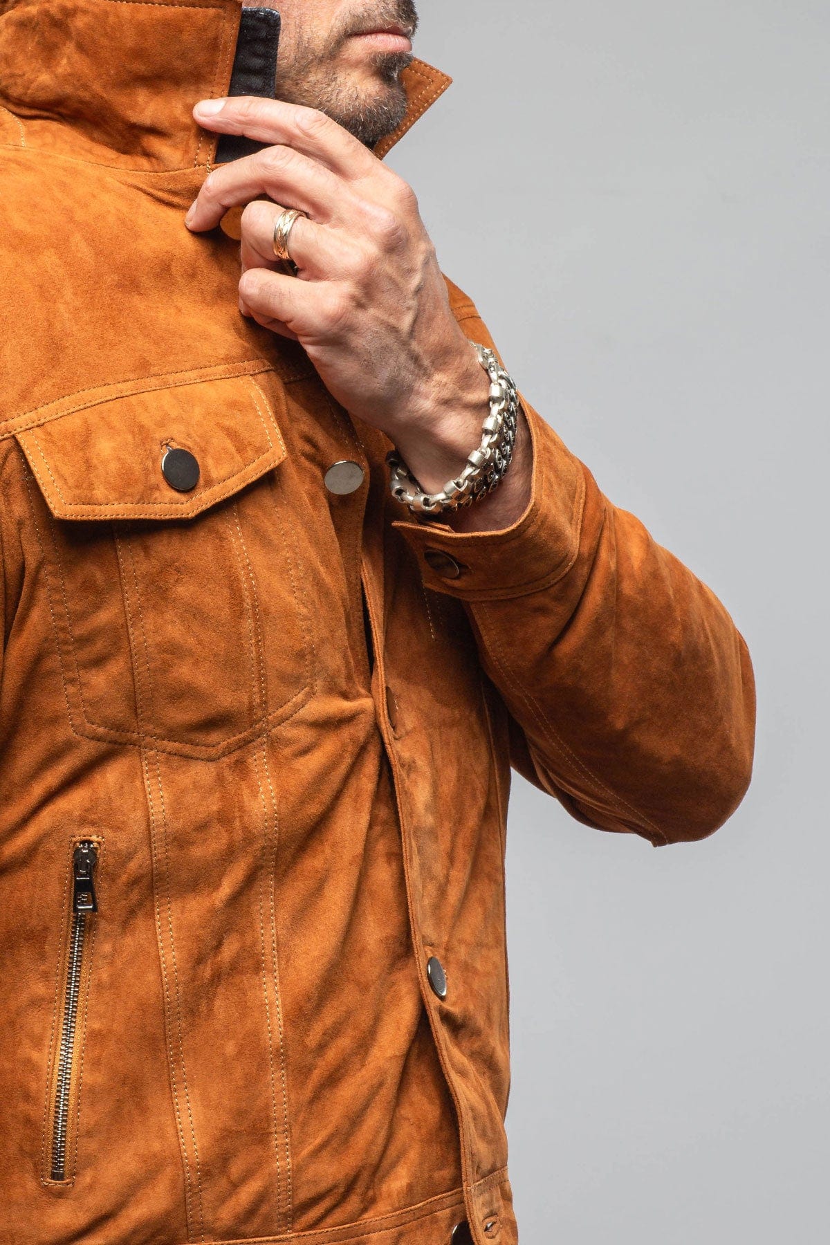 Ethan Sueded Jean Jacket In Whiskey - AXEL'S