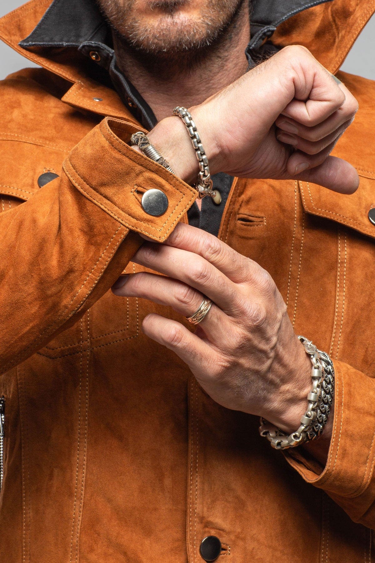 Ethan Sueded Jean Jacket In Whiskey - AXEL'S
