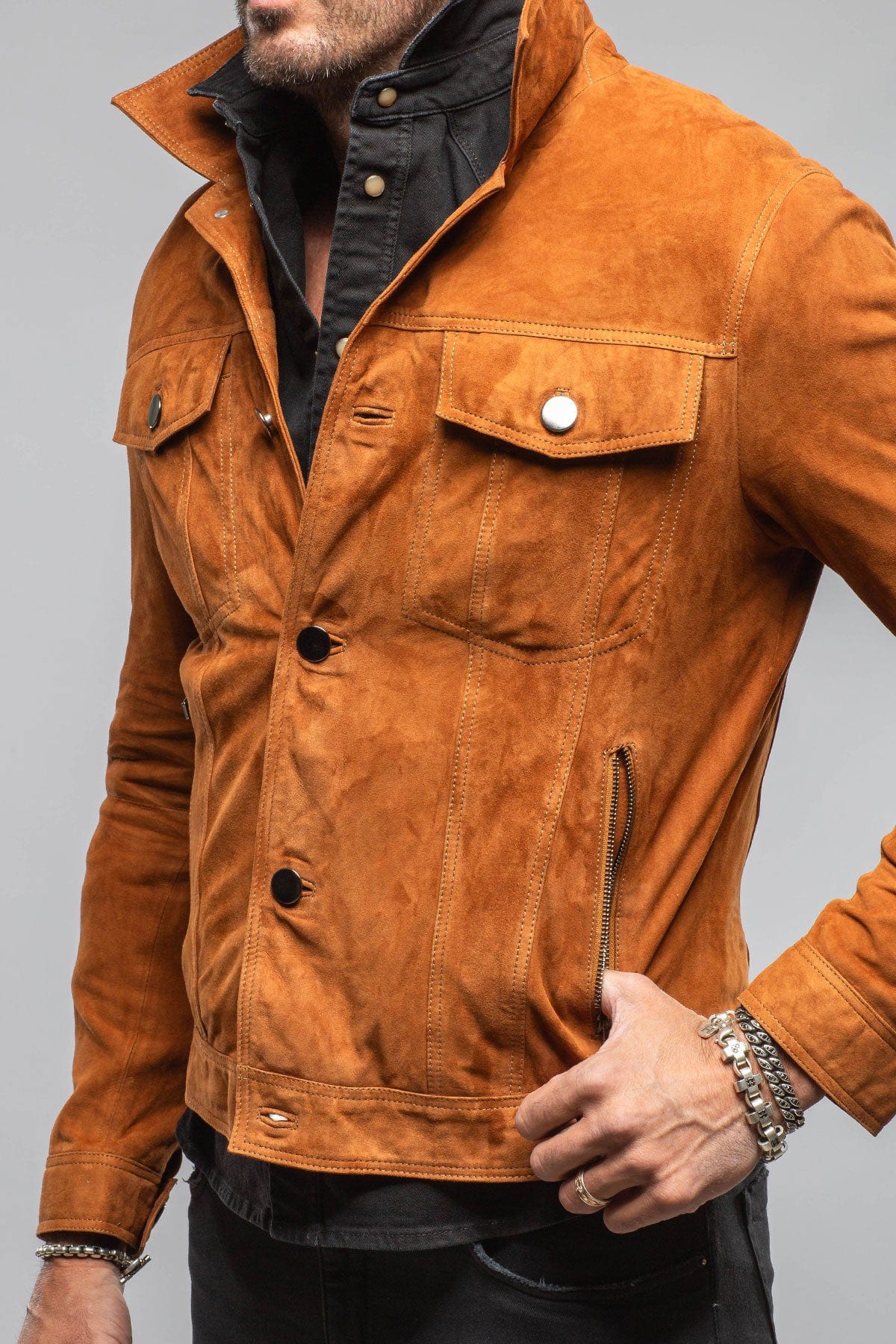Ethan Sueded Jean Jacket In Whiskey - AXEL'S