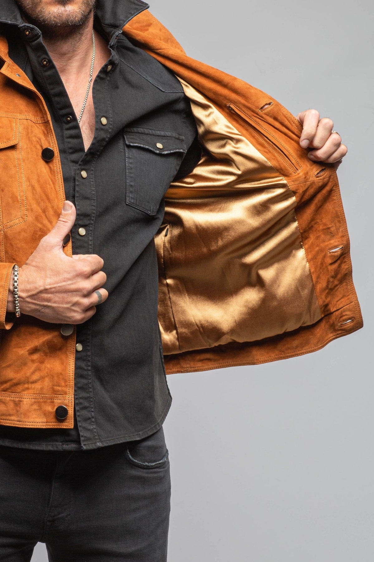 Ethan Sueded Jean Jacket In Whiskey - AXEL'S