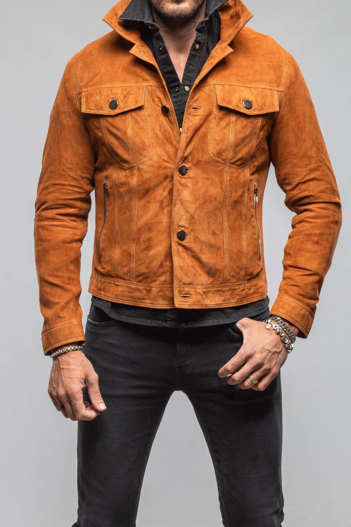 Ethan Sueded Jean Jacket In Whiskey - AXEL'S