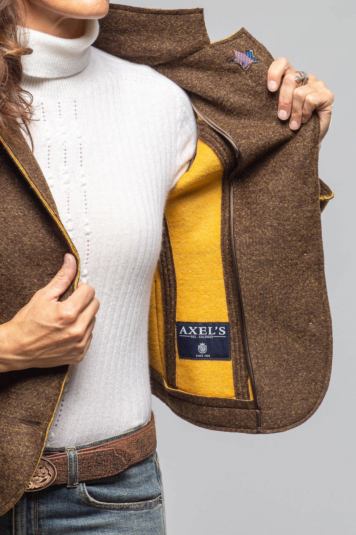 Axel's Florence Collection Maisie Wool Blazer In Brown Melange