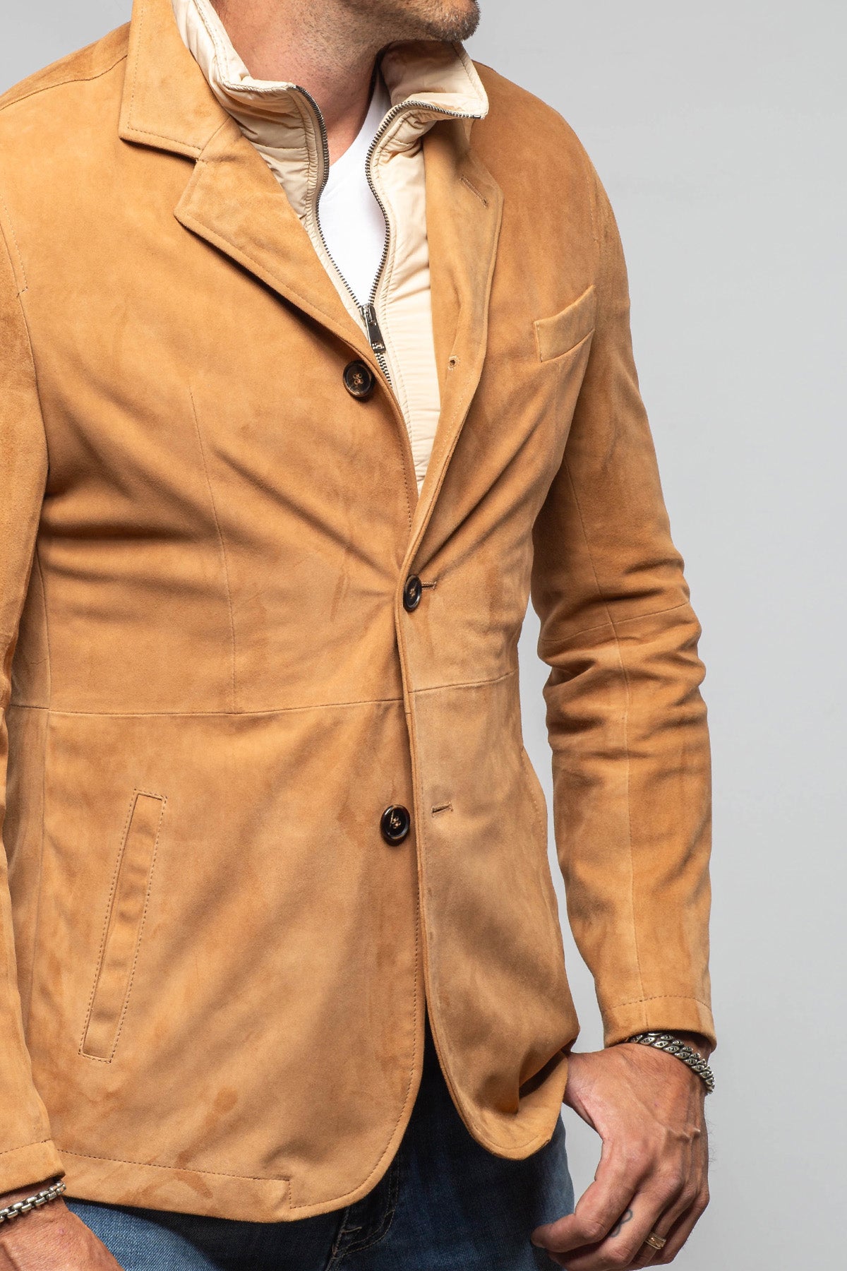Axel's Florence Collection Maldito Suede Blazer with Removeable Quilted Placket Mens - Outerwear - Leather