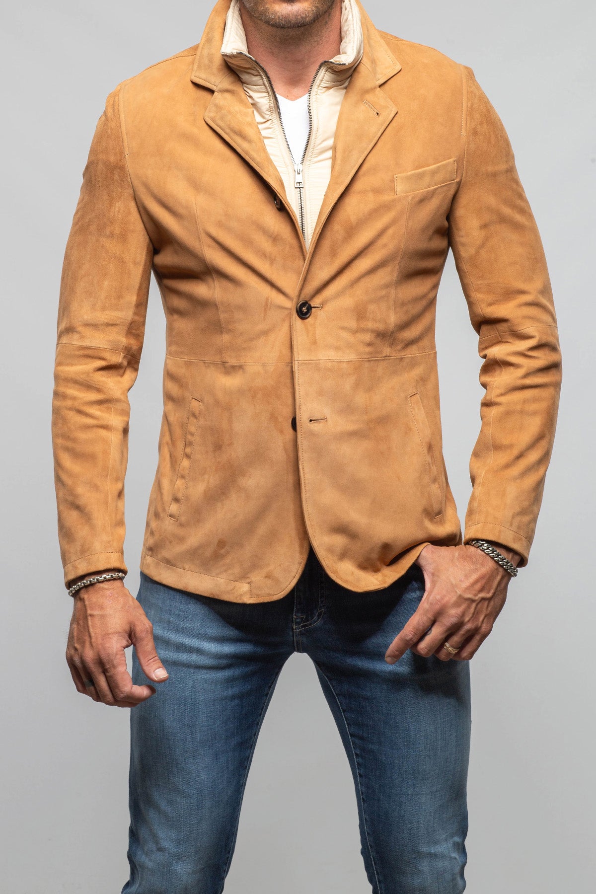 Axel's Florence Collection Maldito Suede Blazer with Removeable Quilted Placket Mens - Outerwear - Leather