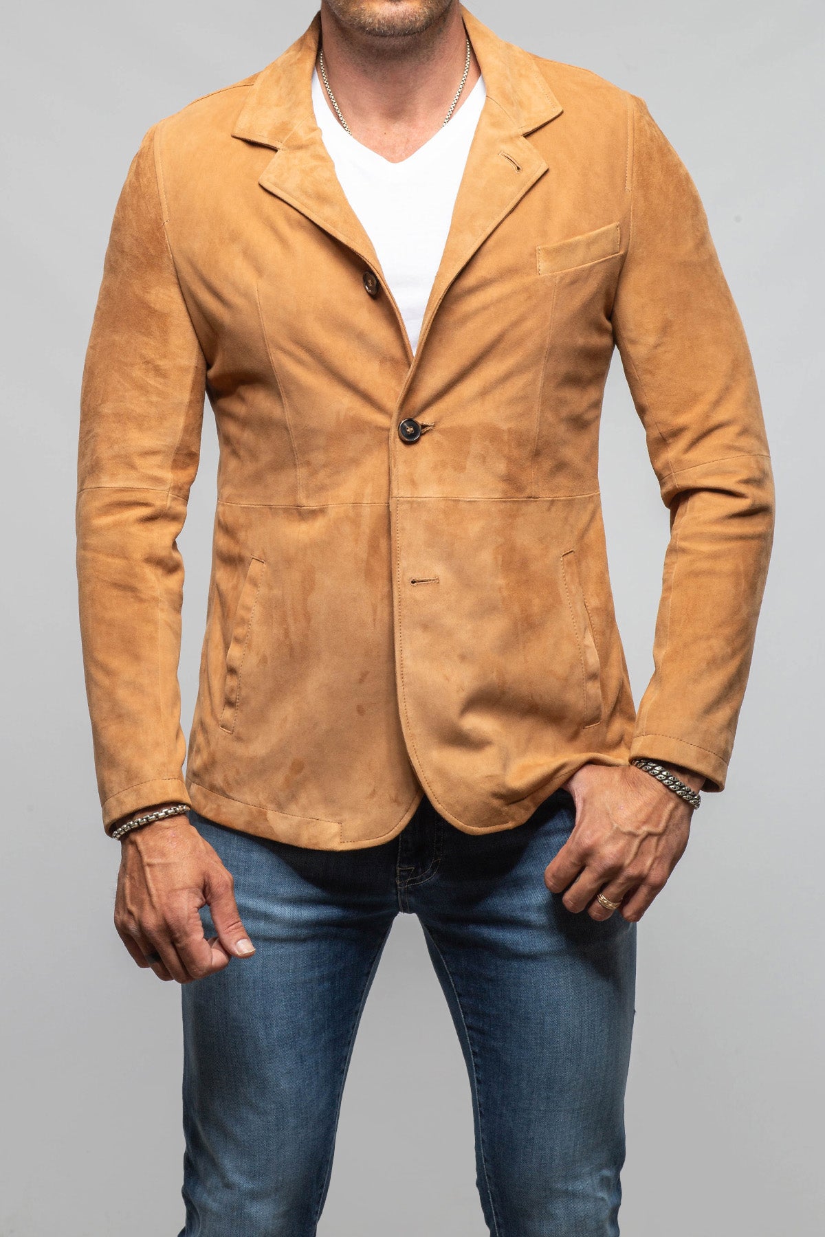 Axel's Florence Collection Maldito Suede Blazer with Removeable Quilted Placket Mens - Outerwear - Leather