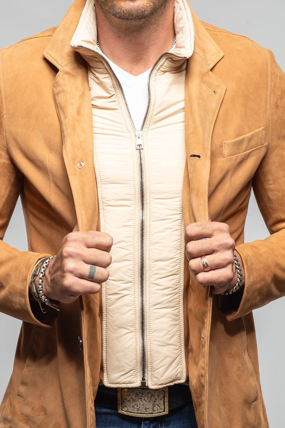 Axel's Florence Collection Maldito Suede Blazer with Removeable Quilted Placket Mens - Outerwear - Leather
