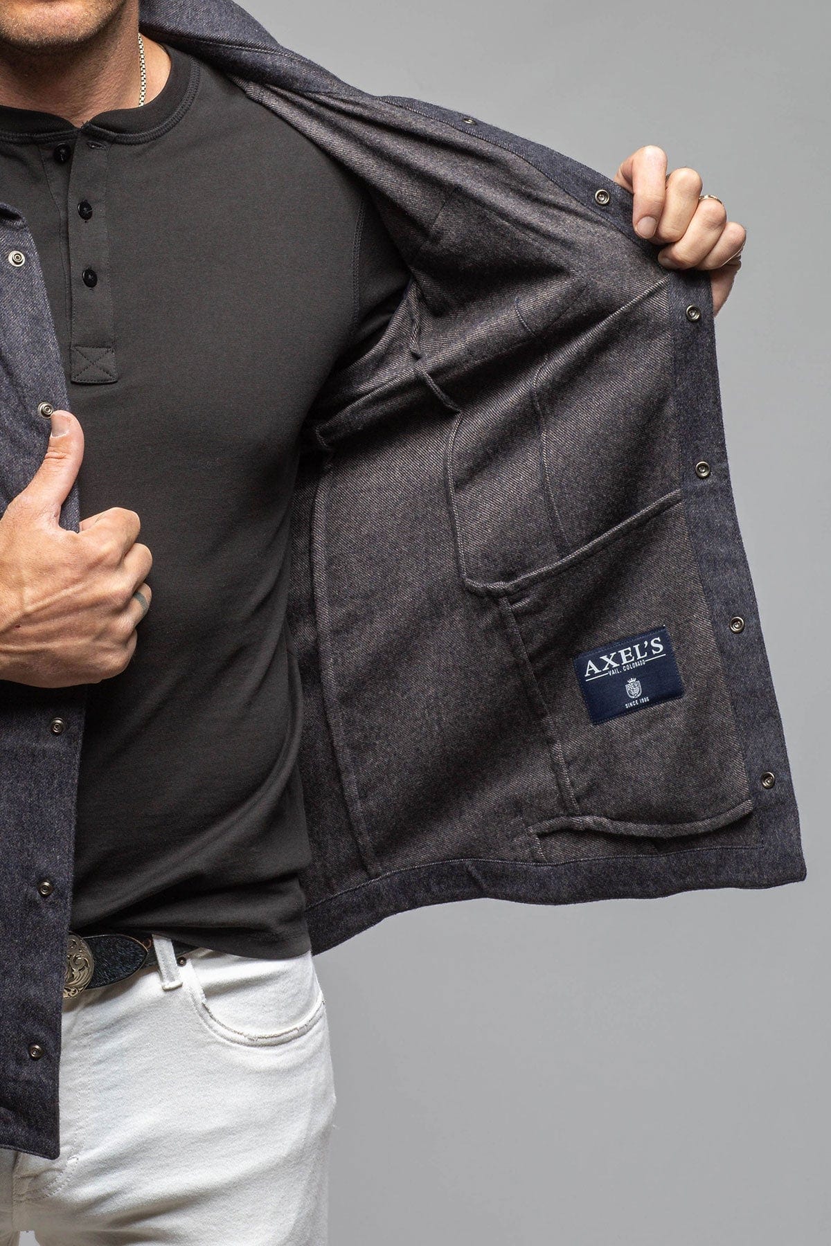 Ashford Lux Cashmere Silk Snap Shirt In Blue - AXEL'S