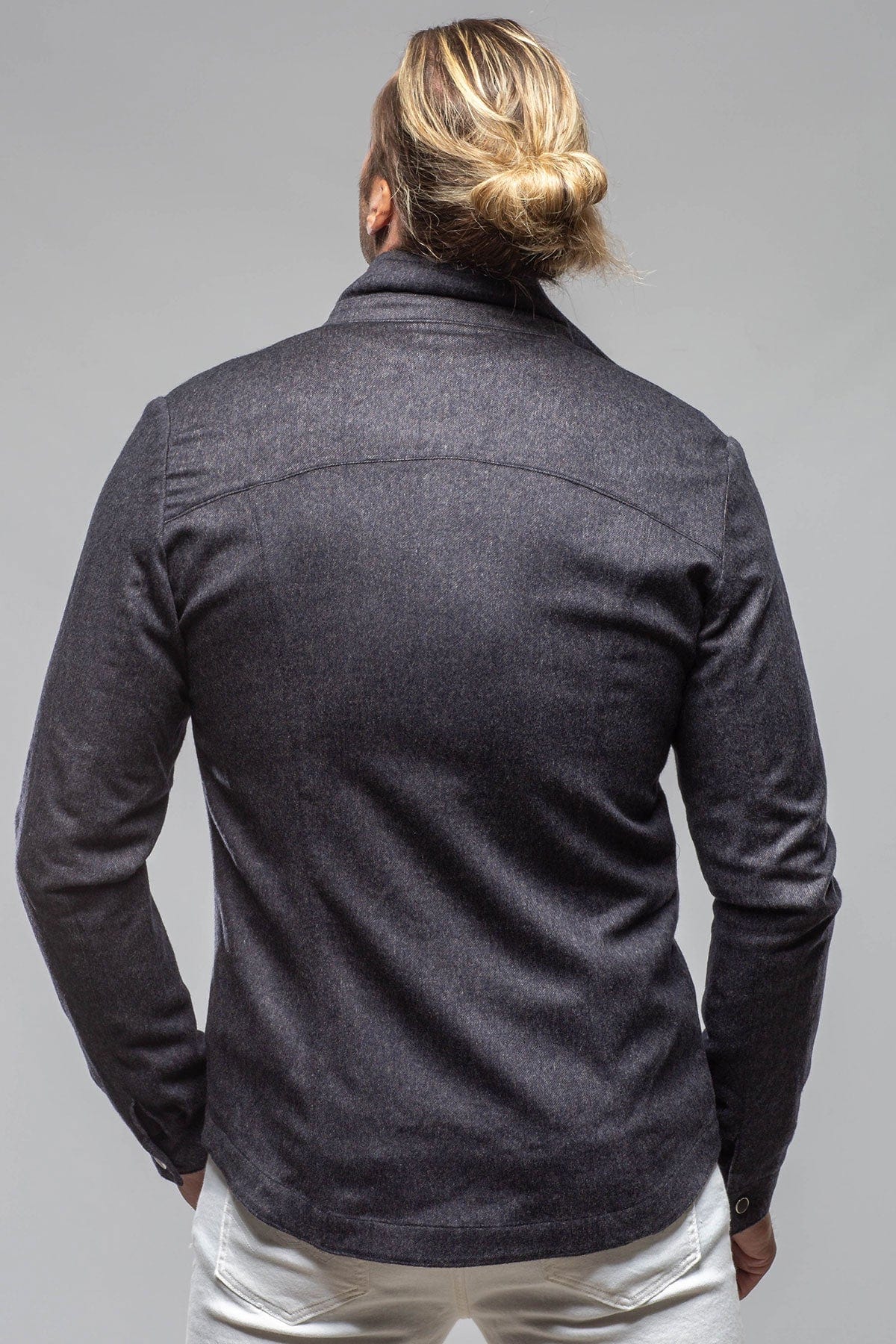 Ashford Lux Cashmere Silk Snap Shirt In Blue - AXEL'S