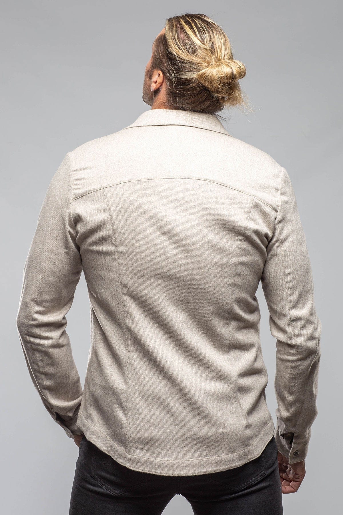 Ashford Lux Cashmere Silk Snap Shirt In Taupe - AXEL'S