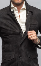 Polo Sartorial Suede Jacket In Black - AXEL'S