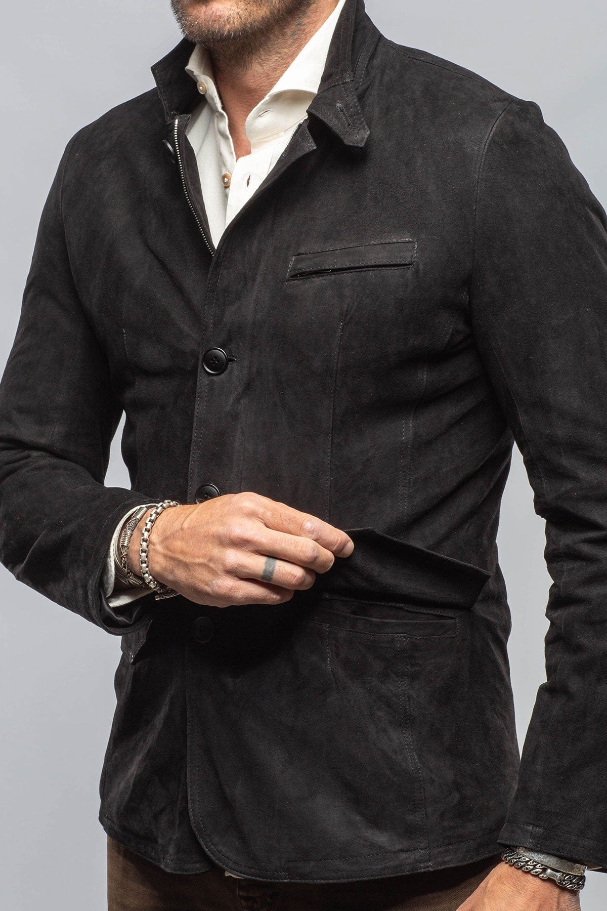 Polo Sartorial Suede Jacket In Black - AXEL'S