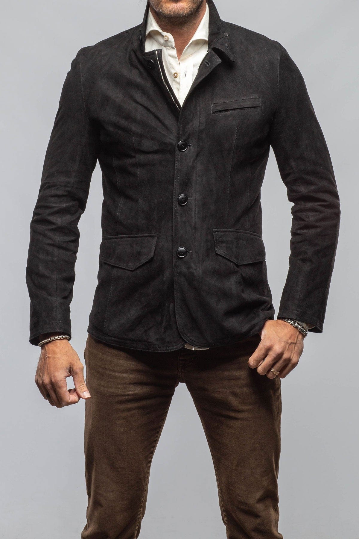 Polo Sartorial Suede Jacket In Black - AXEL'S