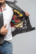 Retro Biker Jacket In Burgundy, White - AXEL'S