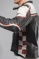 Retro Biker Jacket In Red, White - AXEL'S