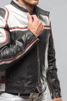 Retro Biker Jacket In Red, White - AXEL'S
