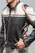 Retro Biker Jacket In Red, White - AXEL'S