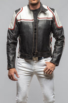 Retro Biker Jacket In Red, White - AXEL'S