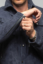Axel's Florence Collection Rover Suede Shirt In Navy Mens - Outerwear - Leather