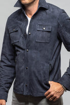 Axel's Florence Collection Rover Suede Shirt In Navy Mens - Outerwear - Leather