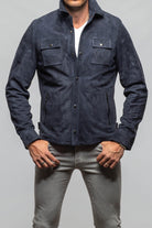 Axel's Florence Collection Rover Suede Shirt In Navy Mens - Outerwear - Leather