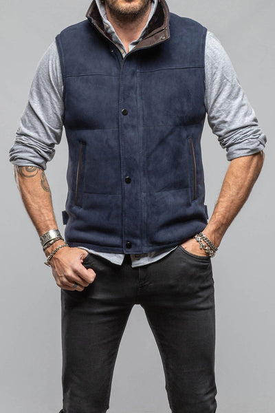 Axel's Florence Collection Salish Shearling Vest In Navy | Axel's