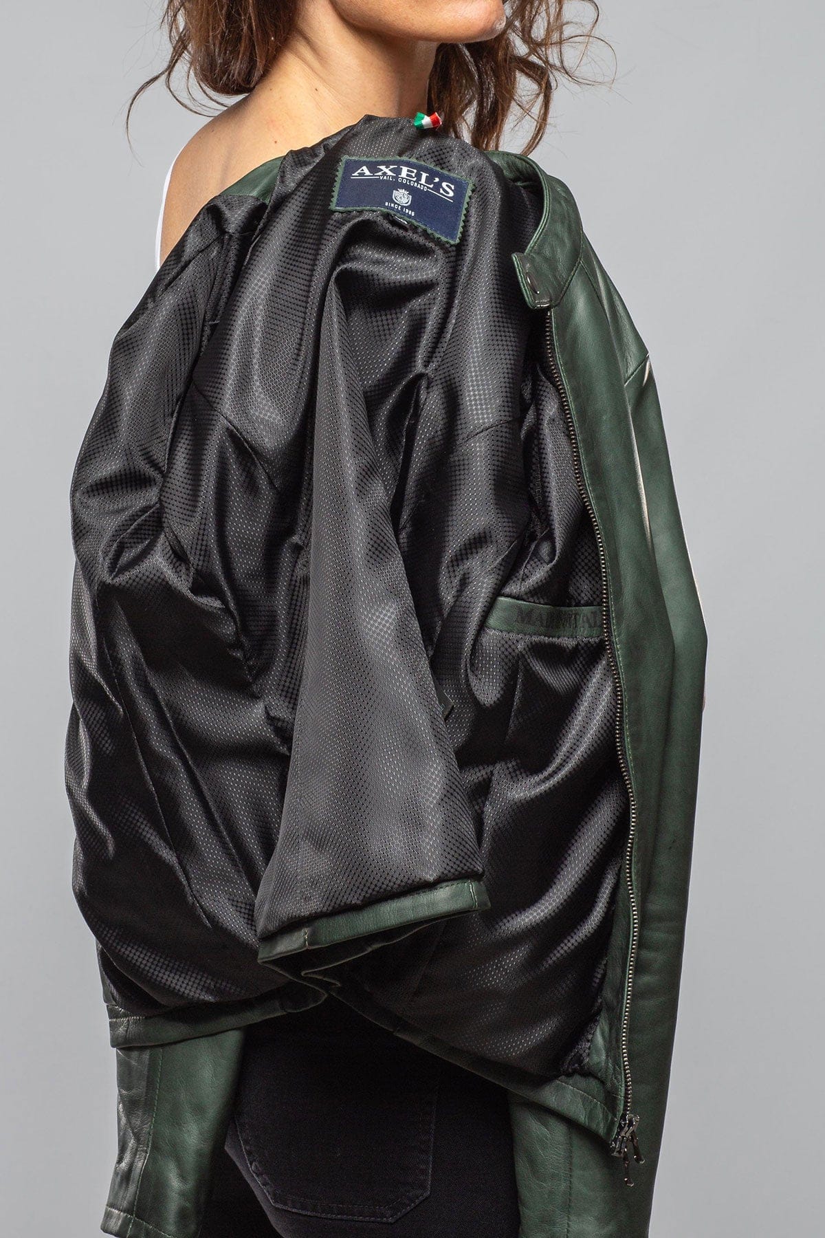 Axel's Florence Collection Silvia Leather Jacket In Forest Ladies - Outerwear - Leather