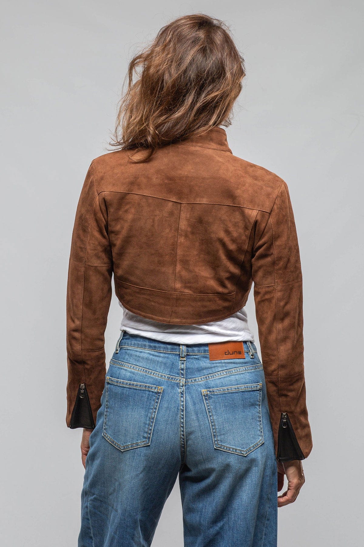Axel's Florence Collection Stacy Cropped Side Zip In Chestnut & Black Ladies - Outerwear - Leather