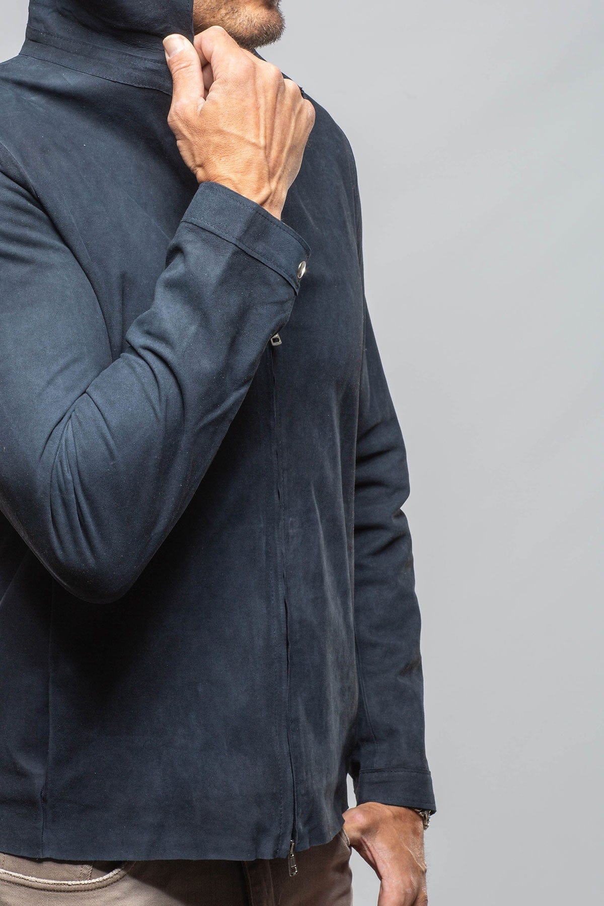 The Don II Suede Zip Jacket In Navy - AXEL'S