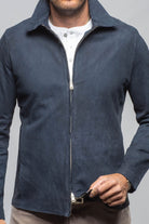 The Don II Suede Zip Jacket In Navy - AXEL'S