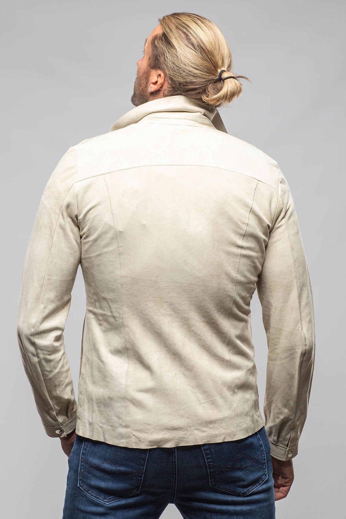 Axel's Florence Collection The Don II Suede Zip Jacket In Taupe